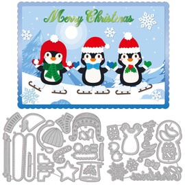 GLOBLELAND Christmas Penguin Cutting Dies Metal Winter Snowflake Die Cuts Template for Paper Card Making Decoration DIY Scrapbooking Album Craft Decor