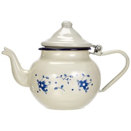 ibili Teapot Sena 0,7 l of Enamelled Steel, White/Blue, 10 x 10 x 20 cm