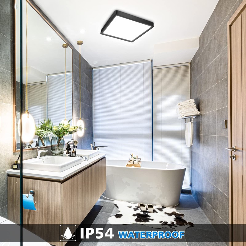 Defurhome LED Ceiling Light,18W 1500LM,100W Equivalent,5000K Daylight White,Waterproof IP54,Flush Mount,
