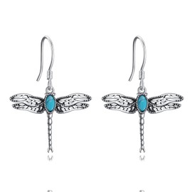 VONALA Dragonfly Earrings for Women Sterling Silver Dragonfly Turquoise Dangle Drop Earrings Dragonfly Jewelry Gifts for Women Teens Girls