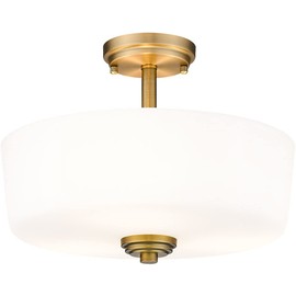 Z-Lite 3 Light Semi Flush Mount 220SF3-HBR, Brass