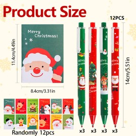 Pack of 24 Christmas Stationery Set, Christmas Ballpoint Pens, Mini Notepads Christmas (Random Pattern), Gel Pens, Ballpoint Pens, Stationery Supply, Gift Christmas Ballpoint Pens