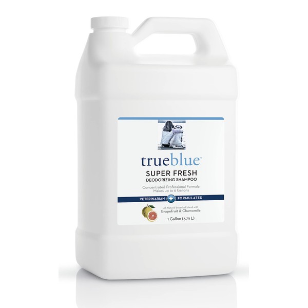 TrueBlue Grapefruit & Chamomile Concentrated Deodorizing Dog Shampoo – Cleansing Wash, Moisturizing – Toxin Free, Natural Botanical Blend – Tearless – 1 Gallon