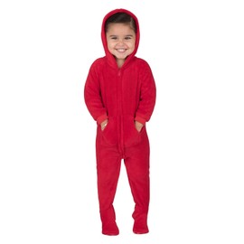 Footed Pajamas - Heatwave Infant Hoodie Chenille One Piece - Infant - Medium (Fits 3-6mos.) Red