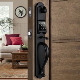HISAFE Smart Front Door Lock Set, Keyless Entry Door Lock with Touchscreen, Matte Black Finish, Right Hand