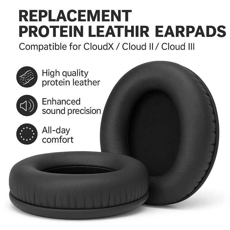 Replacement EarPads Compatible with Hyper-X Cloud 1/2/3/Pro/Core/Alpha/Alpha S/Flight/Stinger/Mix/CloudX Headsets –