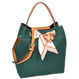 House of Luggage Large Green Green Green Ladies Faux Leather Shoulder Bag With Cosmetic Bag HLG629, Green