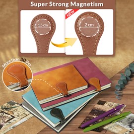 JIXZEN 4 PCS Magnetic Leather Bookmarks for Reading Women, Timeless Magnetic Book Marks for Reading Men, Book Lovers, Teachers with Exquisite Gift Box (Light Brown, Dark Brown, Vintage Green, Black)