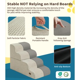 ABCPET Dog Step for Bed, Dog Stair 4-Step 35D Pet Stair 19.7" H for High Bed or Sofa Non-Slip Balanced Pet Step Indoor, Beige