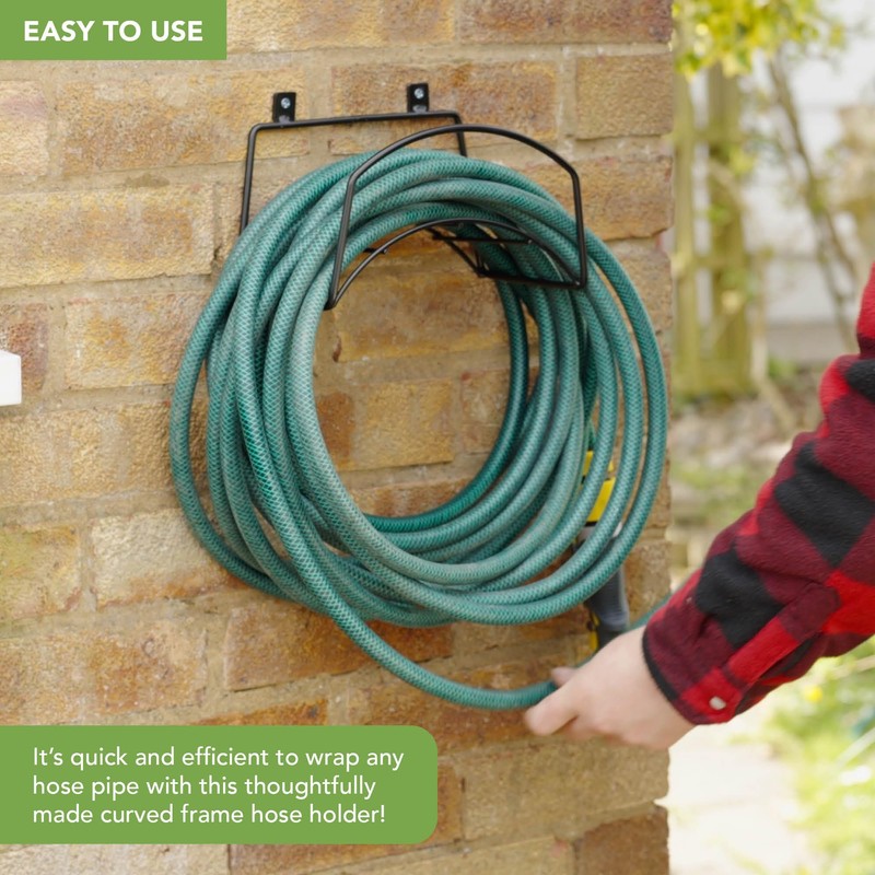 BLOSTM Wall Mounted Garden Hose Hanger - Solid Steel Hose