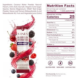 VINIA Resveratrol Electrolyte Hydration Powder Mix | Boost Blood Flow & Circulation | Sea Salt, Coconut Water Potassium, Magnesium, Informed Sport Cer