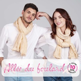 Allée du foulard - 100% Cotton Silk Scarf Women - 200 x 100 cm - Scarves & Scarves for Women, Headscarf, Hijab, Neckerchief, Women's Scarf, Loop Scarf Women, Stole Women's Festive - for All Seasons