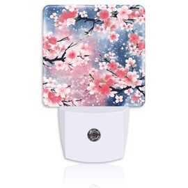 Neidius Night Light,Pink Cherry Blossoms with Blue Sky Plug-in Night Light Auto Dusk-to-Dawn Sensor Energy Efficient LED Lamp for Room Decor,Hallway,Kitchen,Bathroom,Nursery,Stairs