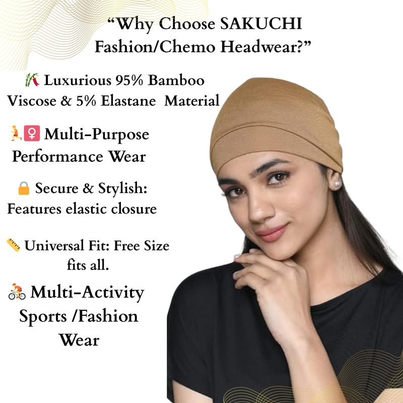 SAKUCHI Chemo Hats Solid Women's Bamboo Soft Headwear, FadedDenim, Unit
