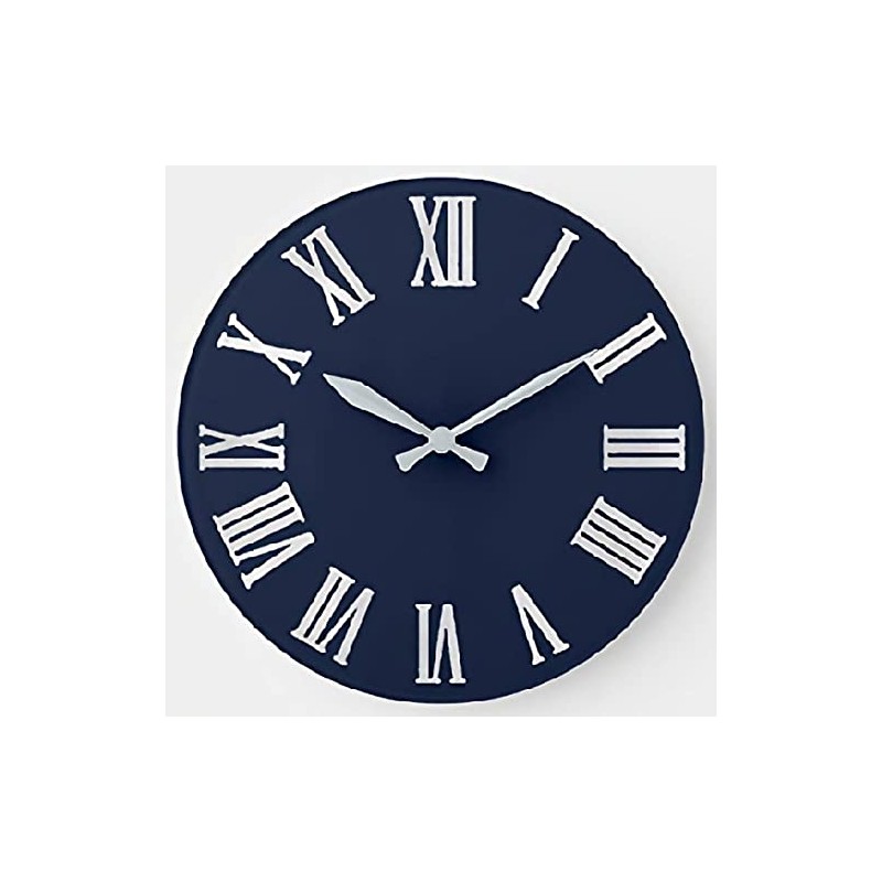 ArogGeld Stylish Blue Navy Nauti Wall Clock Gray Metallic Silver