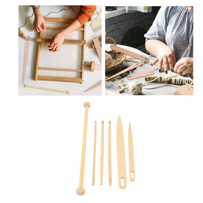 6Pcs Wood Hand Loom Stick Set Wood Weaving Crochet Needle