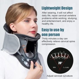 Neck Stretcher, Professional Neck Support, Adjustable Neck Brace, Hump Away with Traction and Airbag Support, Stable for Relieving Cervical Spine Pressure for Men and Women