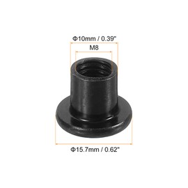 sourcing map M8 T-nuts, 10pcs Carbon Steel Hex Socket Head Insert Nut Screw Post Sleeve Nut for Furniture 10mm Height, Black