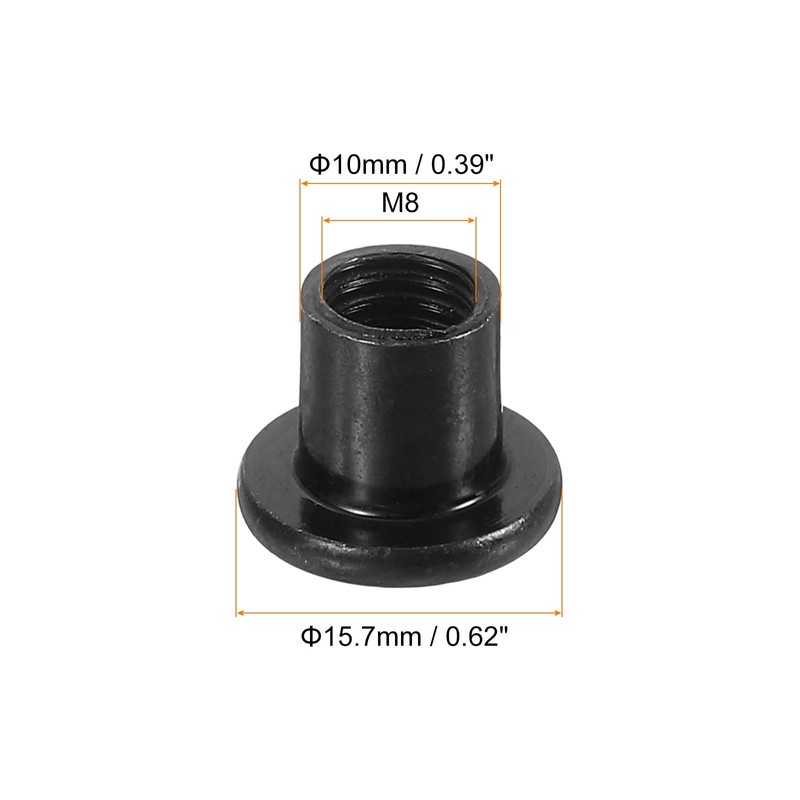 sourcing map M8 T-nuts, 10pcs Carbon Steel Hex Socket Head