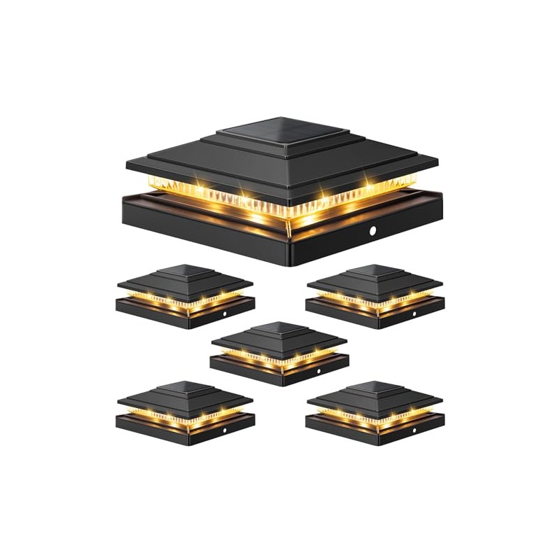 APONUO Solar Post Cap Lights,IP64 Waterproof 16 Bright LEDs Outdoor