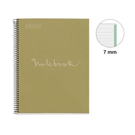 Miquelrius - Notebook Emotions Notebook 100% Recycled 1 Strip A4 80 Sheets with Horizontal Lines 7 mm Paper 80 g 4 Holes Cardboard Cover Green
