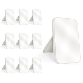 Yatnks 10Pcs Table Desk Vanity Makeup Mirror, 8-Inch Simple Portable Travel Mirror with Stand, Standing and Wall Hanging Dual-use White