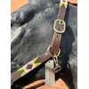 Argentina Polo Leather Horse Headcollar Halter, Embroidered, Rose Pink /Green