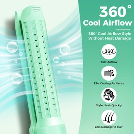 SUNMAY Airflow Styler Curling Iron, 2-in-1 Hair Straightener and Curler with 360°Cooling Air Lock in Quick Style,Titanium Flat Iron Curling Wand, Dual Voltage Travel Curling Tool