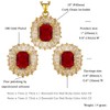 Red Ruby Emerald Cut Necklace Pendant Earrings Gemstone 18K GP