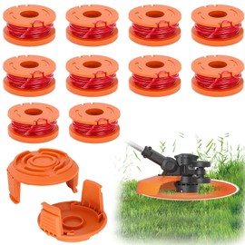 Spetsbst 12 Stück Set Ersatz Rasentrimmer Spule für Alle Worx-Trimmer mit 20V, 10 Ersatzspulen und 2 Trimmerspulenabdeckung Worx Rasentrimmer Faden Modell WA0010