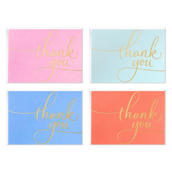 Hallmark Thank You Cards Assortment, Gold Foil Script (40 Thank You Notes with Envelopes for Wedding, Bridal Shower, Baby Shower, Business)