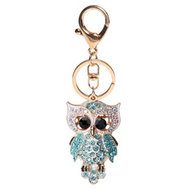 Blue Owl Keychain - Stylish Owl Shaped Keyring with Crystal Eyes, Perfect for Bags, Wallets, and Car Keys, Unique Gift Idea