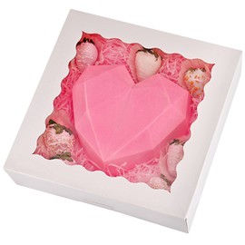 Tcoivs 20-Pack Pie Boxes 10" x 10" x 2.5", Cookie Boxes, Bakery Boxes with Window for Muffins, Donuts and Pastries (White)