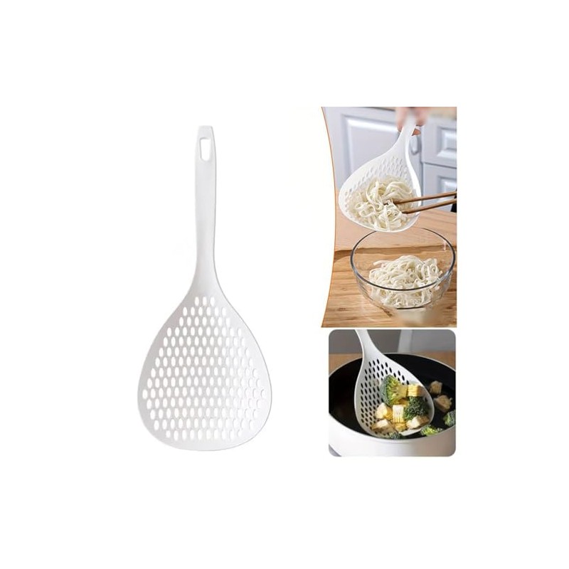 Long Handled Colander Pasta Scoop -Strainer Ladle, Pasta Drainer, Wash