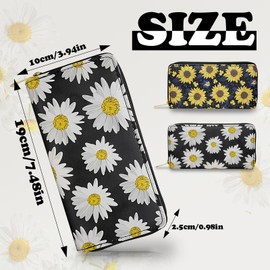 FuninCrea Women's Long Leather Purses Women's Purse Large Purse Women's Stylish Purse with Zip for Cards, Momey, Coin, Bill, White, Modern