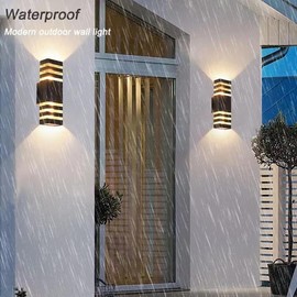 2Pack 15inch LED Square Up & Down Wall Lights,14W Outdoor Wall Light 4000K Day White Aluminum Body Waterproof IP65 LED Exterior Light Fixtures Wall Mount for House Patio Garage Garden.