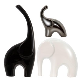 Piececasa Family Elephants Figurines, Large Ceramic Elephants Statue for Home Accents, Modern Style Ceramic Figurines for Living Room, Bedroom, Office Desktop, Cabinets，Ornament Elephant in Family