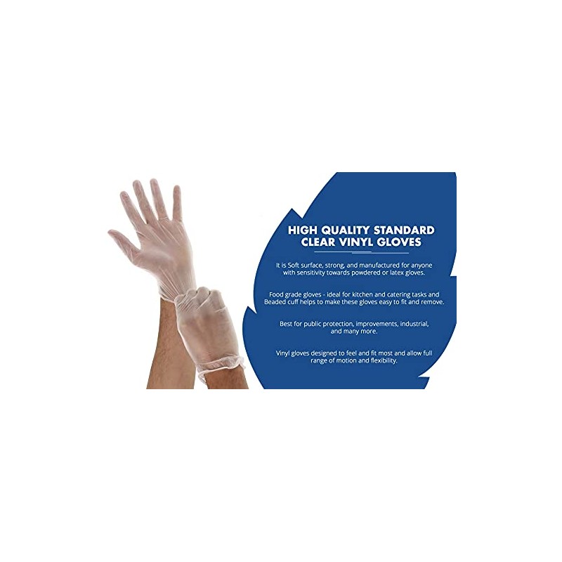 1ABOVE 100 Clear Vinyl Disposable Gloves | Latex | Powder
