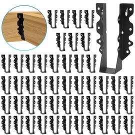 2x8 Joist Hanger 48Pcs,Q235B Steel Face Mount Joist Hangers, Hurricane Ties for Wood,Black Powder Coating Joist Brackets for Rafters Tie Brackets