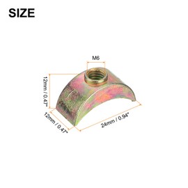 QUARKZMAN 12pcs M6 Half Moon Nuts Washers Zinc Alloy Outer Thread Lock Washer Spacer Connector Hardware Fittings Bronze