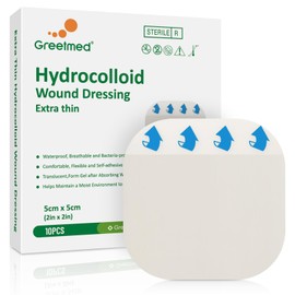 Extra Thin Hydrocolloid Bandages - 10 Pack 2" x 2" Wound Care Dressing - Self Adhesive Waterproof Hydrogel Patch - Bandaids Healing for Burn Blister Bedsore Acne Care