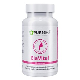 purmeo ElaVital Hormone Balance for Women with DIM, B Vitamins, Vitamin C - Support PMS Relief, Swollen Tender Breasts, Mood Swings, Restful Nights, Antioxidant, Skin Health - Vegan, 60 Capsules