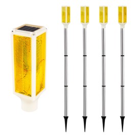 Aolyty Solar Lights Outdoor, Waterproof Driveway Markers Reflective, Warning Flash Light with 2 Lighting Modes, LED Solar Light 4 Pack for Parking Lots, Yard, Sidewalk, Stop Sign, 30 Inches (Yellow)
