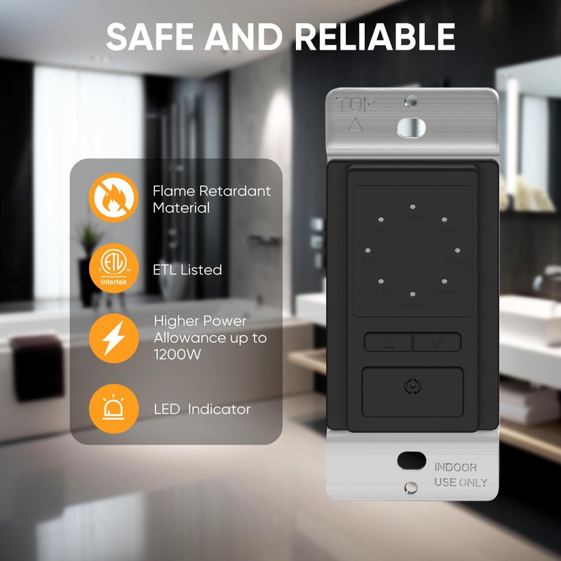 Countdown Timer Switch, 15A Electronic in-Wall Timer Switch with Constant