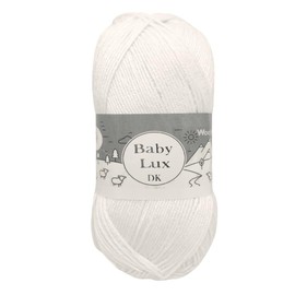 WoolCraft Baby Lux DK Knitting & Crochet Yarn, Great Value Yarn Available in Solid Colours and Prints, 60% Bamboo & 40% Polyamide, 250 Metres, 100g Balls, Single Ball, White