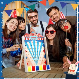 Fulmoon Disk Drop Game with 10 Disks Fun Carnival Game Circus Theme Party Game Wood Family Board Game for Carnival Party Decorations Birthday Party Supplies Activities 15.7 x 10 Inch