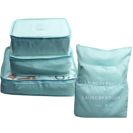 Gbateri Paquete de 6 cubos de embalaje de compresión, cubos de viaje para maletas de transporte, bolsas de almacenamiento de viaje, organizador de equipaje con bolsa de lavandería, bolsa organizadora de viaje para bolsa de almacenamiento de ropa, color a