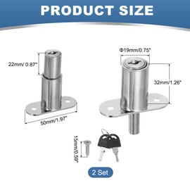 MECCANIXITY Push Plunger Lock with Keys & Screws & Locking Ring 3/4" Cylinder Diameter, Keyed Alike 1-1/4" Cylinder Length for Window Barn Drawer Cabinet Garage (Pack of 6, Silver)