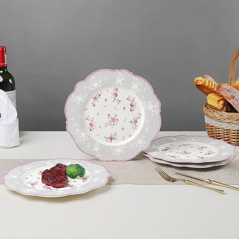 fanquare 10 Inch Porcelain Dinner Plates Set of 4, Lace