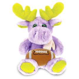 DolliBu Purple Moose with Scarf Stuffed Animal with Football Plush - Huggable Playtime Plush Toy, Cute Wildlife Gift, Cute Moose Doll Animal Toy for Kids., Adults with Name Personalization - 12 Inches